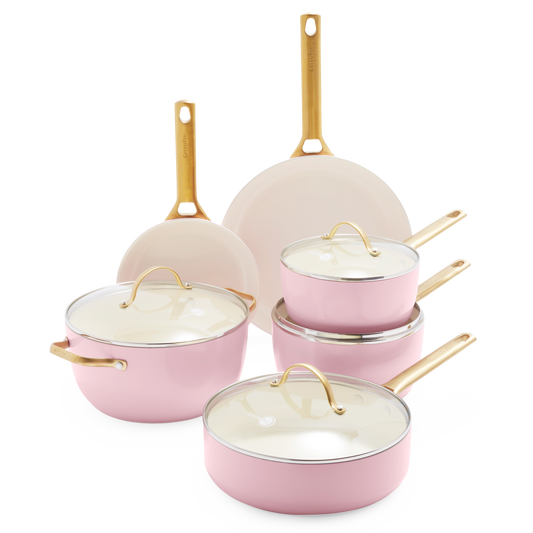 Carzwx Padova Reserve 10-Piece Blush Pink Cookware Set
